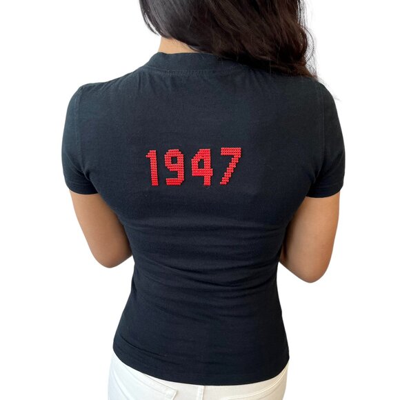 Christian Dior Vintage 2003 J'ADORE Big Logo T-shirt #38 Top Red Studs [105948] - Picture 4 of 9